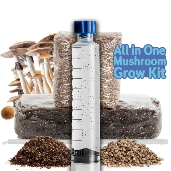 Mushroom Grow Kit - mushroom spore syringe, substrate and sterilized grain