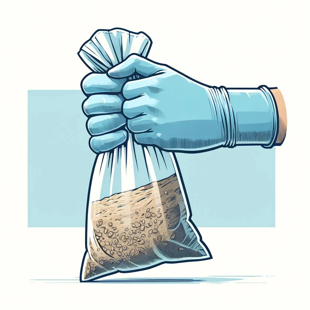 DALL_E_2024-10-07_20.39.46_-_A_clean_cartoon-style_illustration_in_the_original_style_showing_blue-gloved_hands_holding_a_bag_of_mixed_grain_and_substrate_as_if_preparing_to_sha